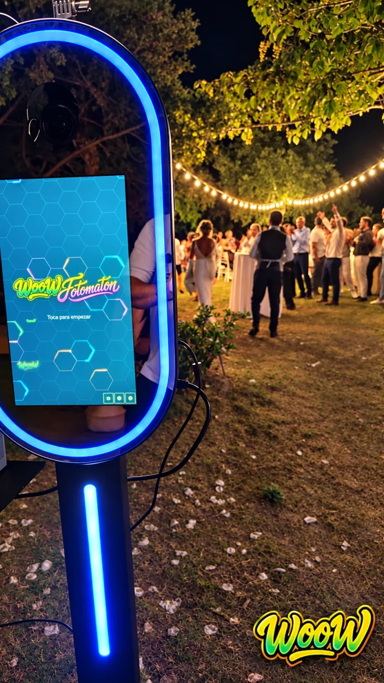 Fotomatón de WooW en una boda al aire libre por la noche